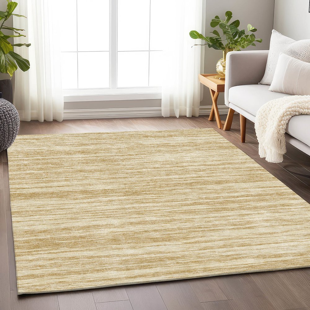 Premium Machine Washable Mayfield AMF951 Gold 2'6" x 3'10" Rug. Picture 5