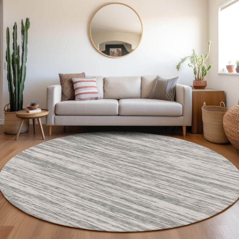 Premium Machine Washable Mayfield AMF951 Gray 8' x 8' Round Rug. Picture 5