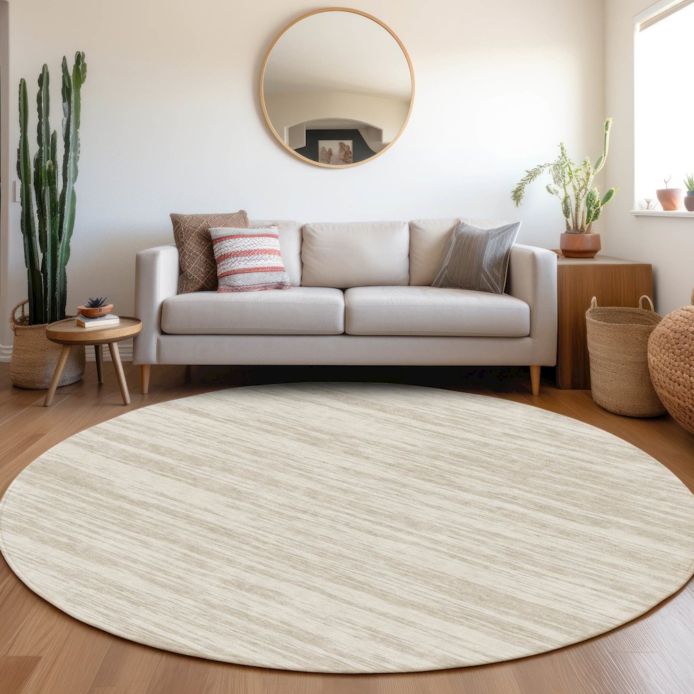 Premium Machine Washable Mayfield AMF951 Ivory 8' x 8' Round Rug. Picture 5