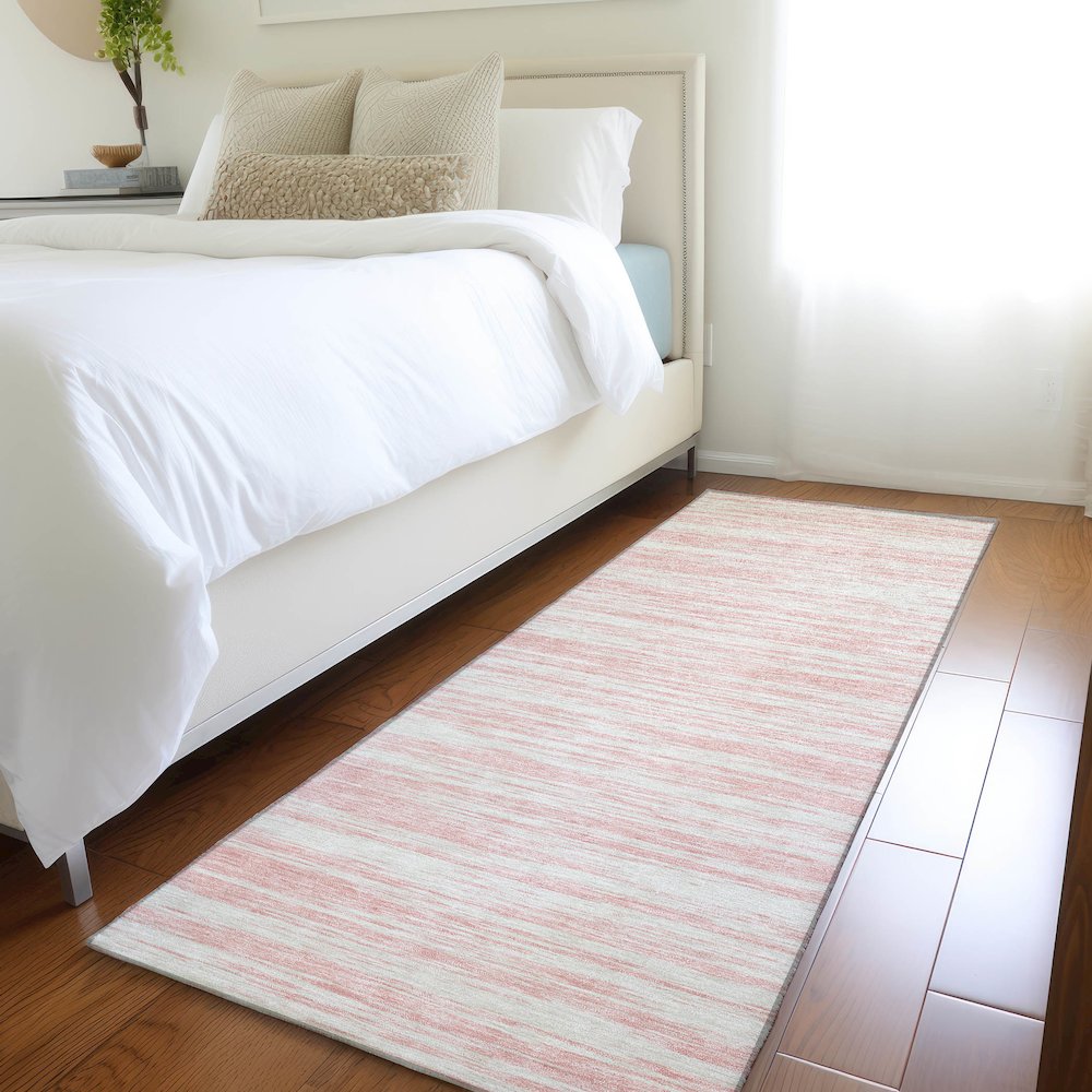 Premium Machine Washable Mayfield AMF951 Pink 2'3" x 7'6" Runner Rug. Picture 5