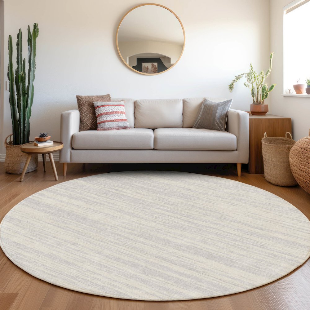 Premium Machine Washable Mayfield AMF951 Silver 8' x 8' Round Rug. Picture 5