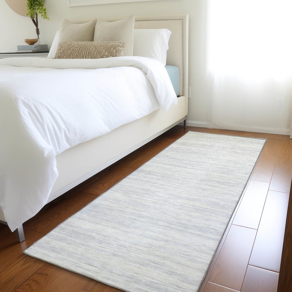 Premium Machine Washable Mayfield AMF951 Silver 2'3" x 7'6" Runner Rug. Picture 5