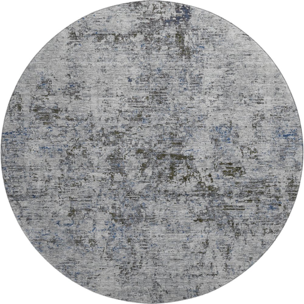 Premium Machine Washable Mayfield AMF953 Gray 8' x 8' Round Rug. Picture 1