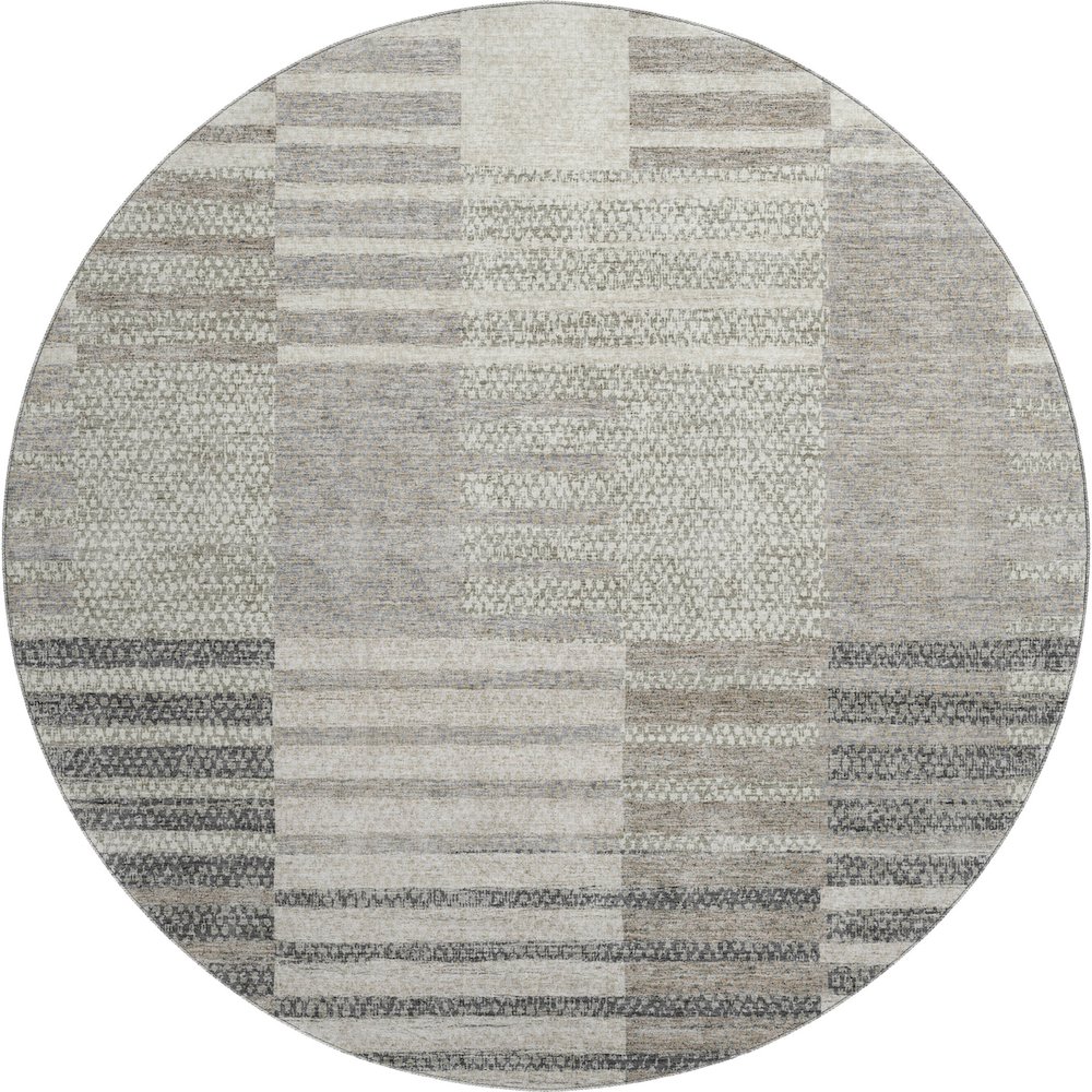 Premium Machine Washable Mayfield AMF954 Beige 8' x 8' Round Rug. Picture 1