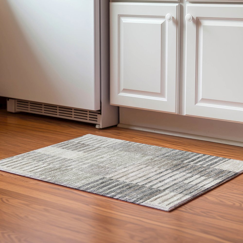Premium Machine Washable Mayfield AMF954 Beige 1'8" x 2'6" Rug. Picture 5
