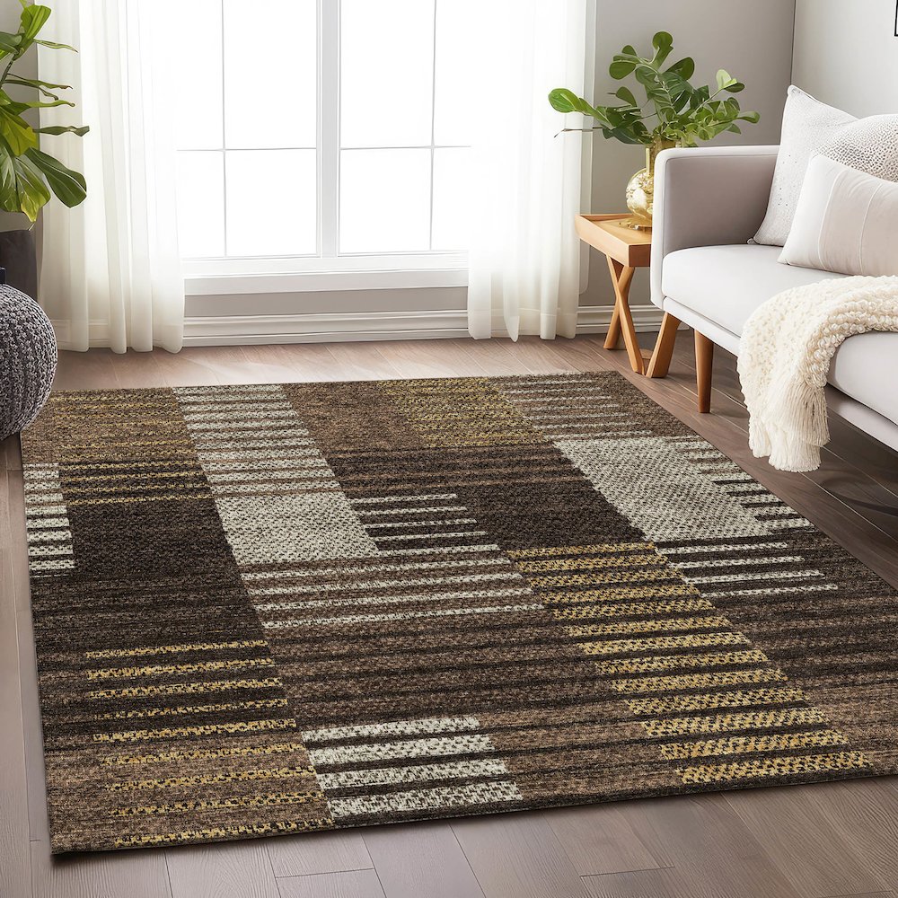Premium Machine Washable Mayfield AMF954 Chocolate 2'6" x 3'10" Rug. Picture 5