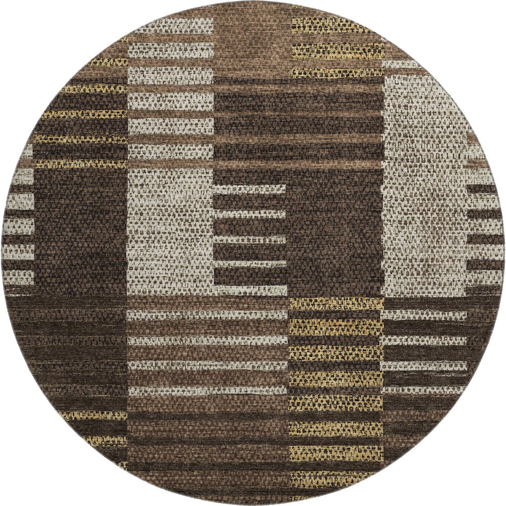 Premium Machine Washable Mayfield AMF954 Chocolate 8' x 8' Round Rug. Picture 1