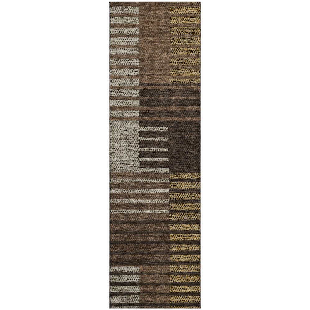 Premium Machine Washable Mayfield AMF954 Chocolate 2'3" x 7'6" Runner Rug. Picture 1
