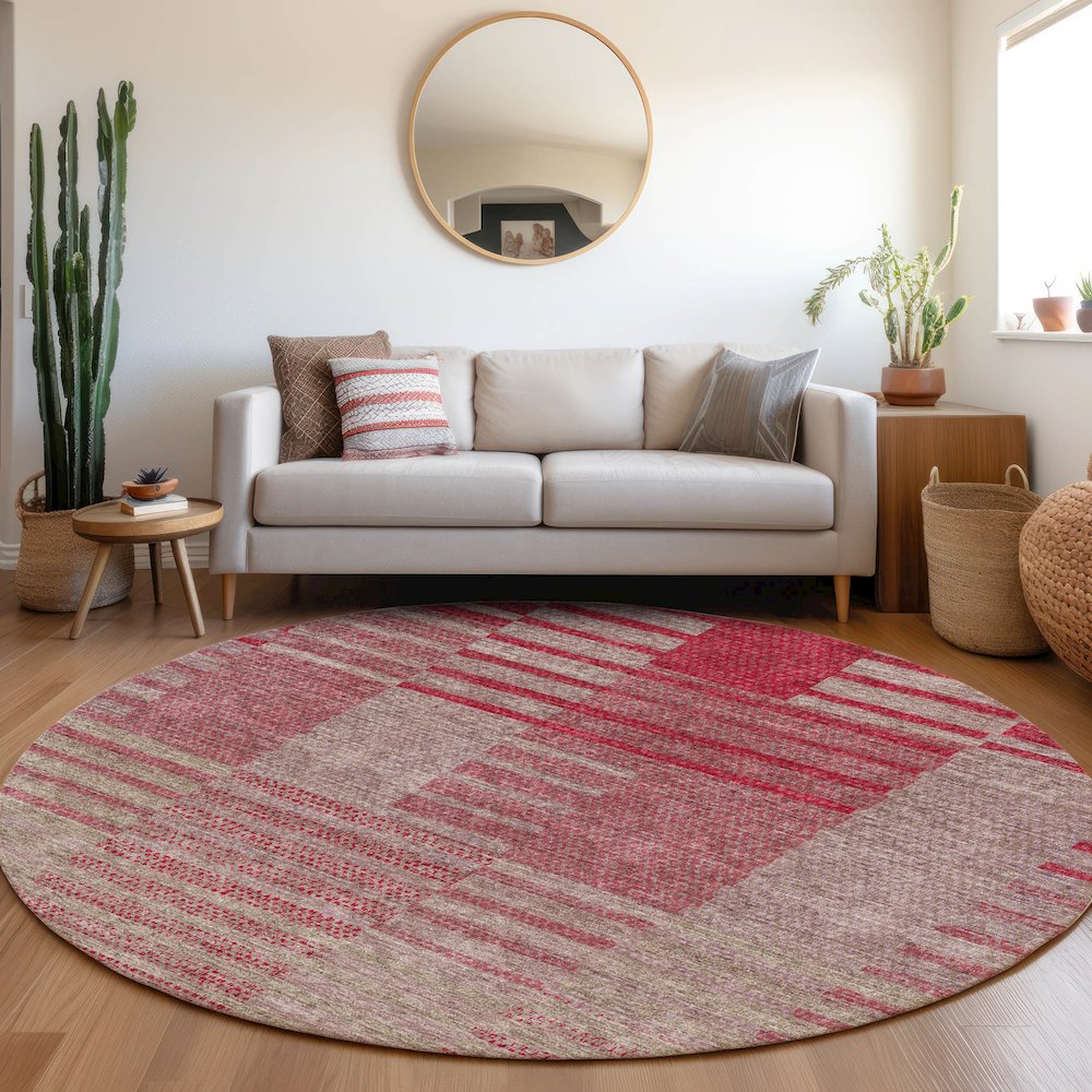 Premium Machine Washable Mayfield AMF954 Garnet 8' x 8' Round Rug. Picture 5
