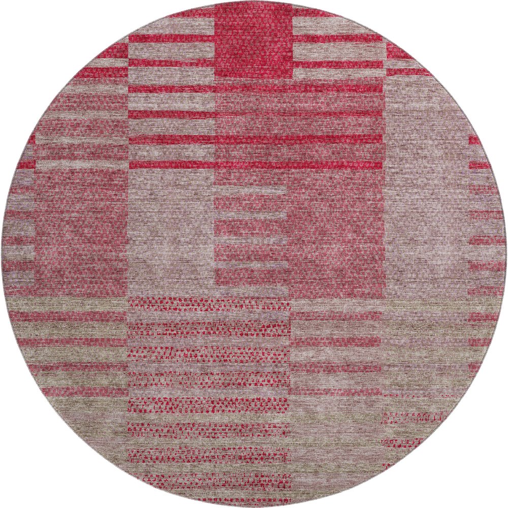 Premium Machine Washable Mayfield AMF954 Garnet 8' x 8' Round Rug. Picture 1