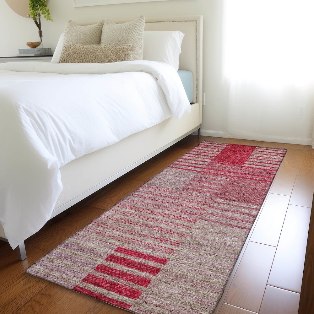 Premium Machine Washable Mayfield AMF954 Garnet 2'3" x 7'6" Runner Rug. Picture 5