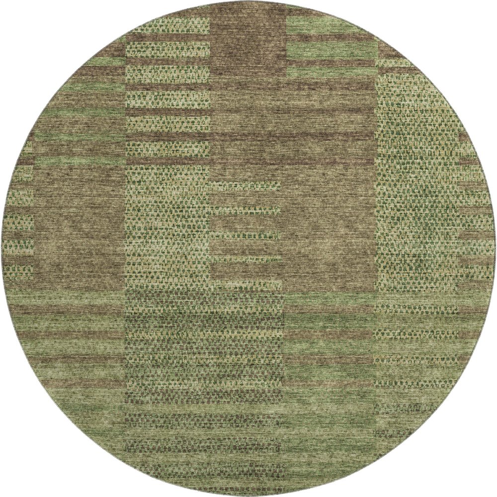 Premium Machine Washable Mayfield AMF954 Mocha 8' x 8' Round Rug. Picture 1