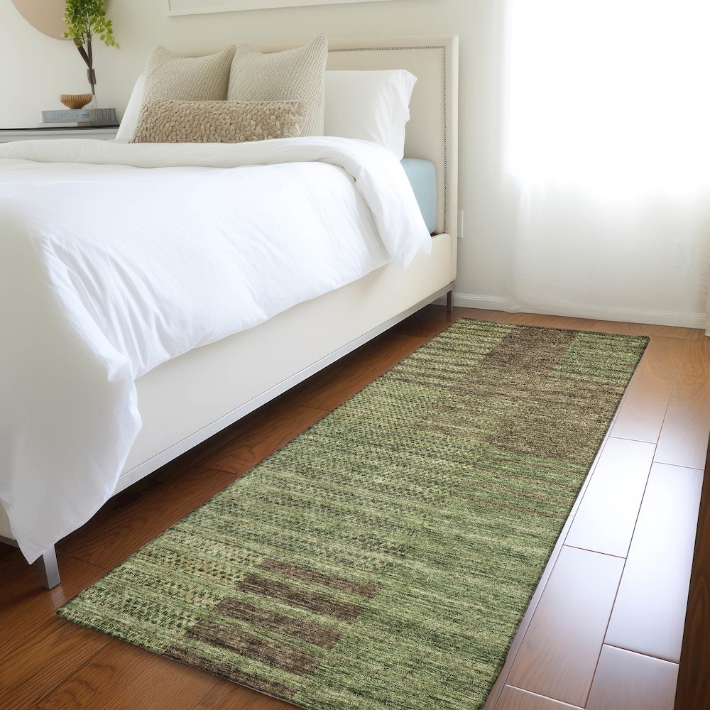 Premium Machine Washable Mayfield AMF954 Mocha 2'3" x 7'6" Runner Rug. Picture 5