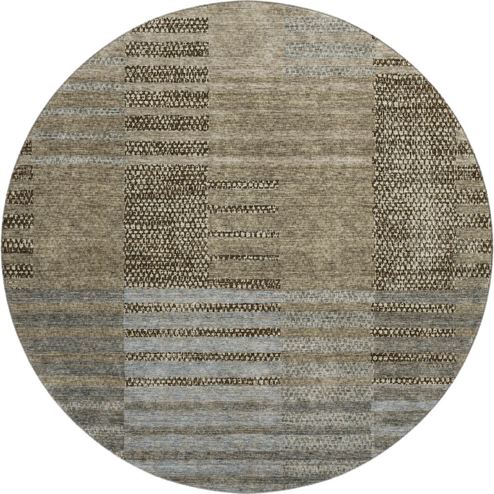 Premium Machine Washable Mayfield AMF954 Taupe 8' x 8' Round Rug. Picture 1