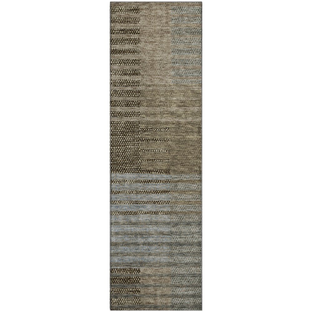 Premium Machine Washable Mayfield AMF954 Taupe 2'3" x 7'6" Runner Rug. Picture 1