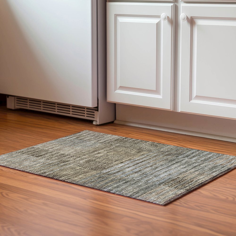 Premium Machine Washable Mayfield AMF954 Taupe 1'8" x 2'6" Rug. Picture 5