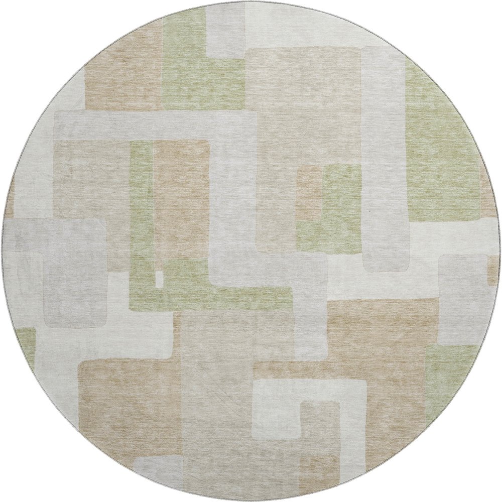 Premium Machine Washable Mayfield AMF955 Beige 8' x 8' Round Rug. Picture 1
