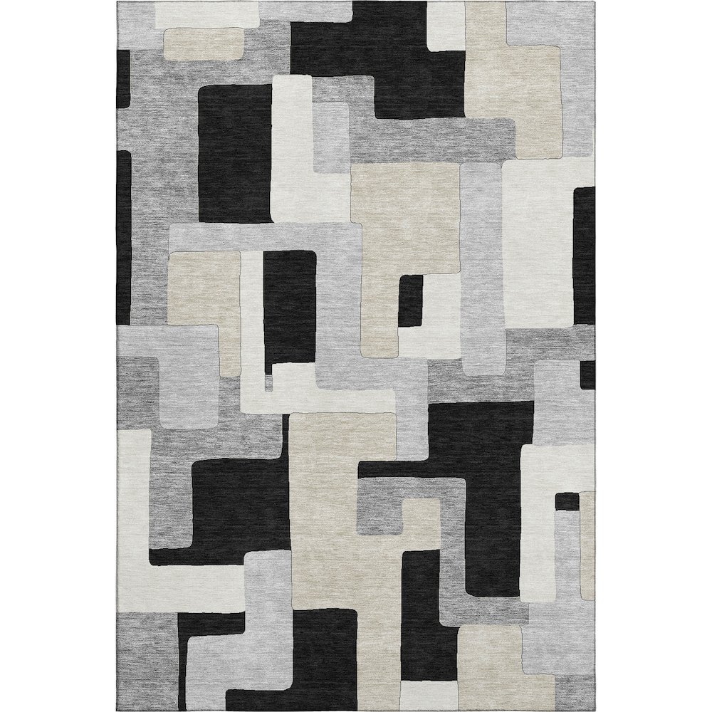 Premium Machine Washable Mayfield AMF955 Black 2'6" x 3'10" Rug. Picture 1