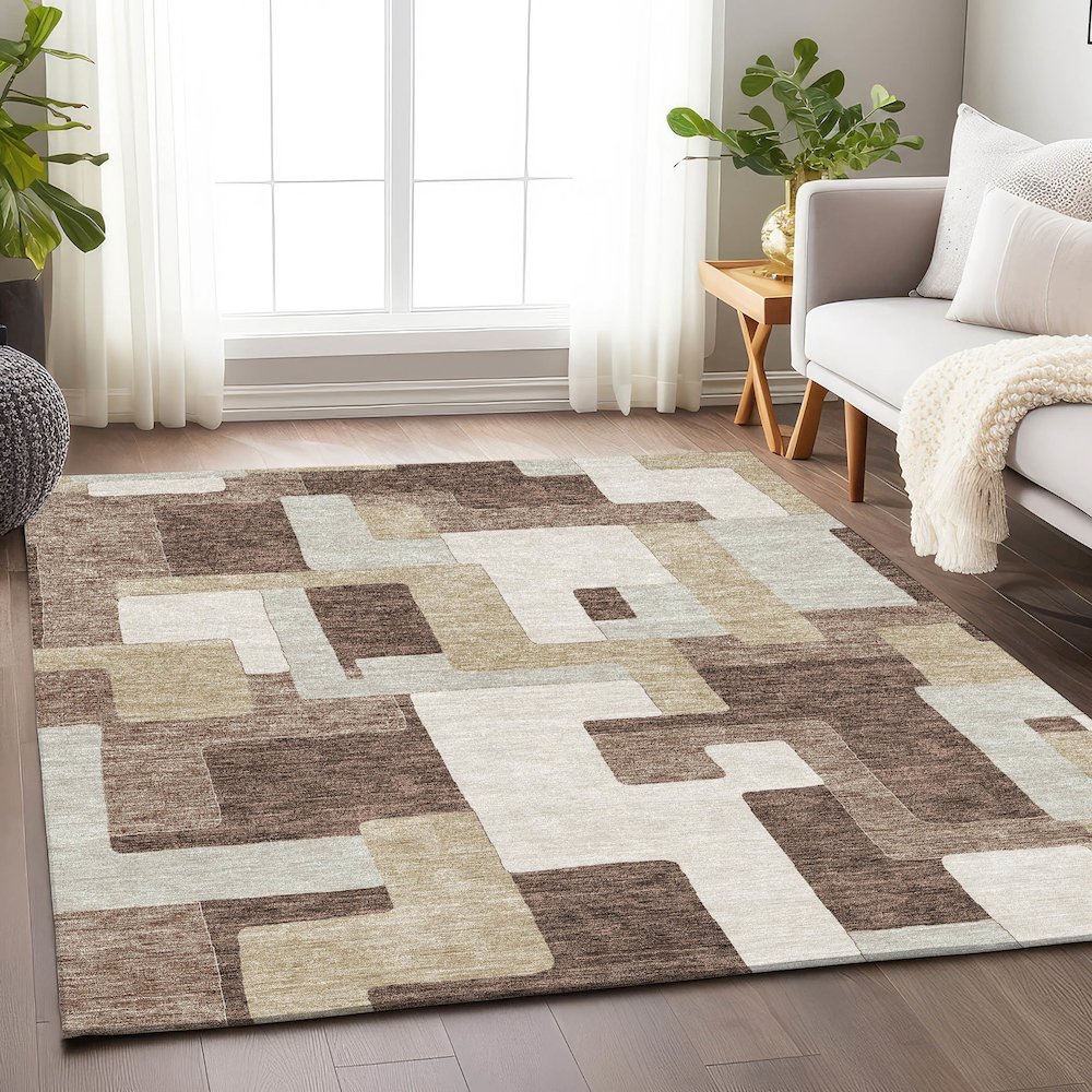 Premium Machine Washable Mayfield AMF955 Brown 2'6" x 3'10" Rug. Picture 5