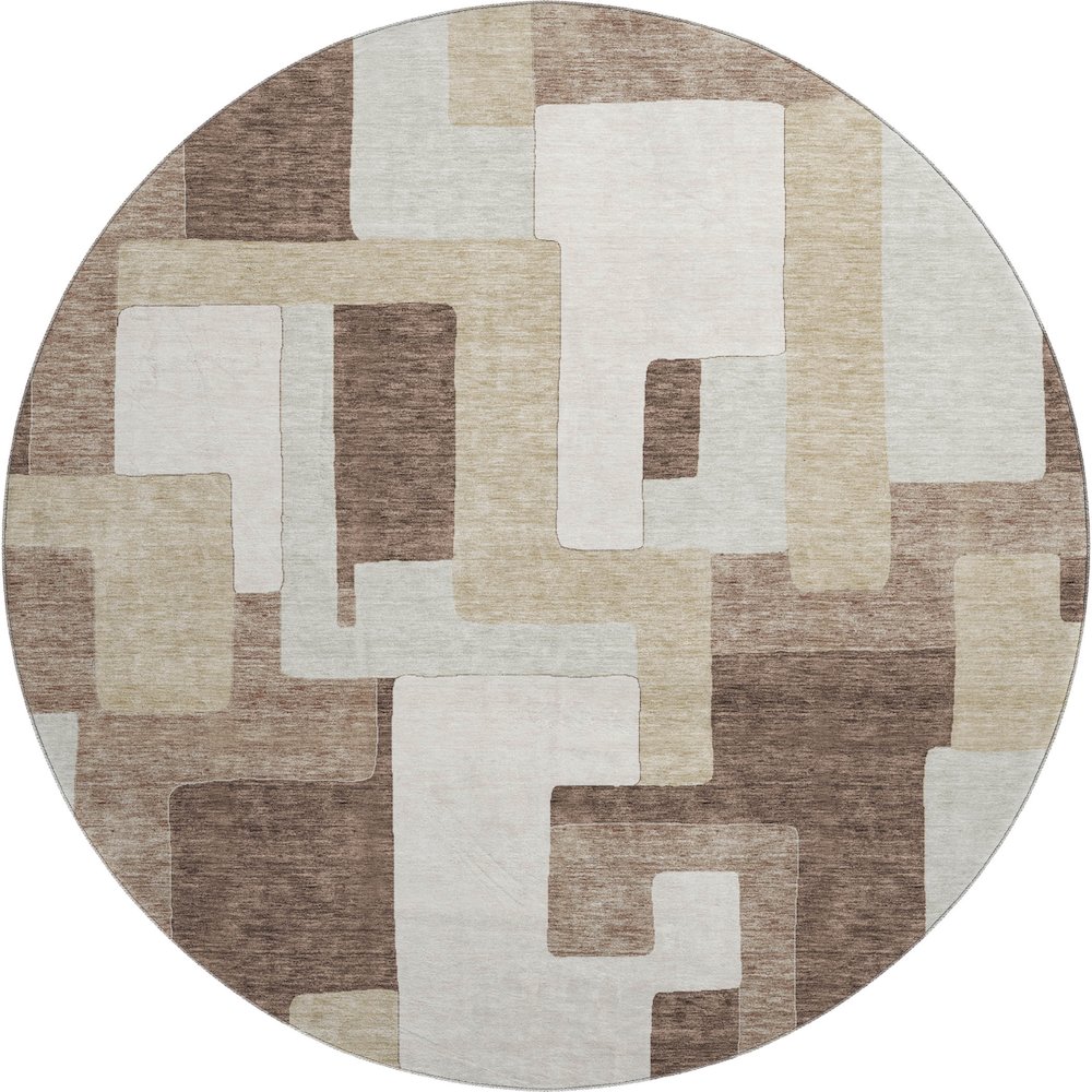 Premium Machine Washable Mayfield AMF955 Brown 8' x 8' Round Rug. Picture 1