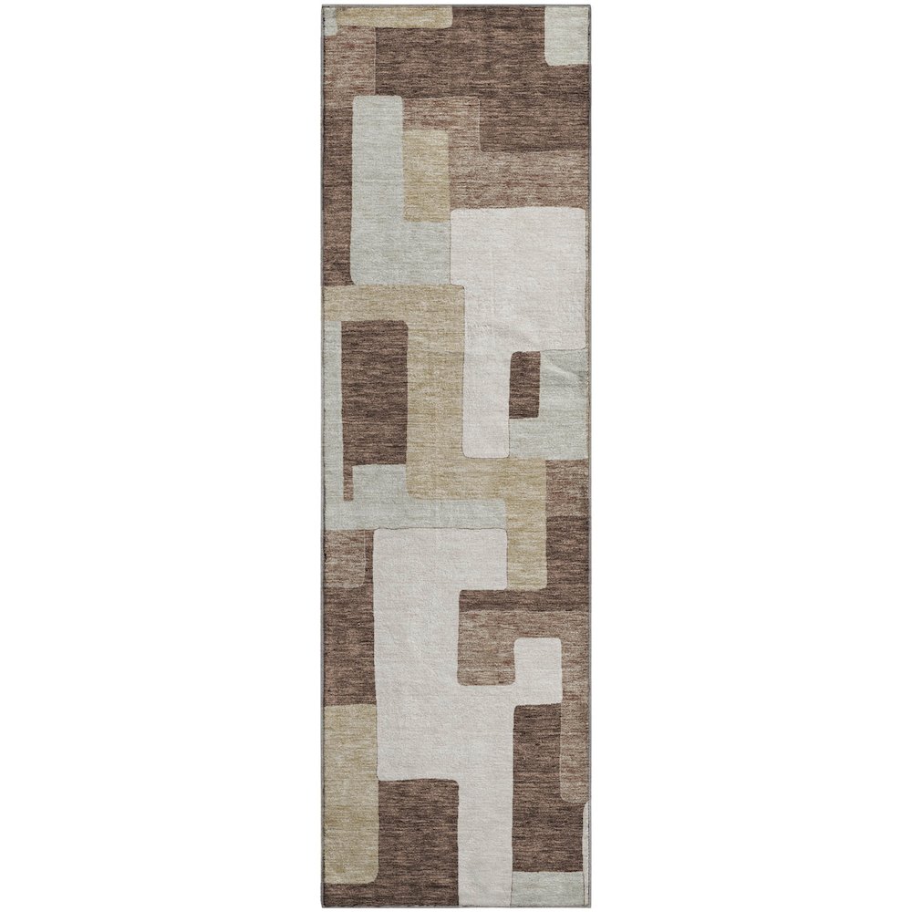 Premium Machine Washable Mayfield AMF955 Brown 2'3" x 7'6" Runner Rug. Picture 1
