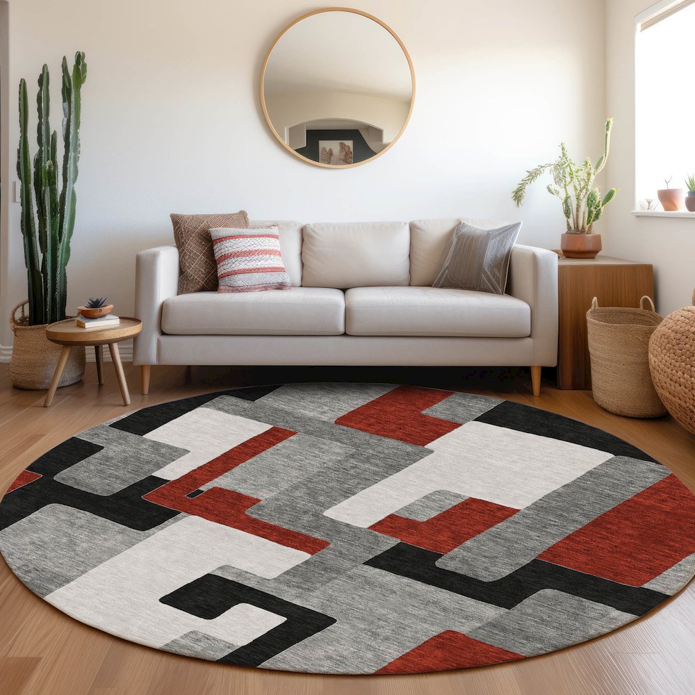 Premium Machine Washable Mayfield AMF955 Gray 8' x 8' Round Rug. Picture 5