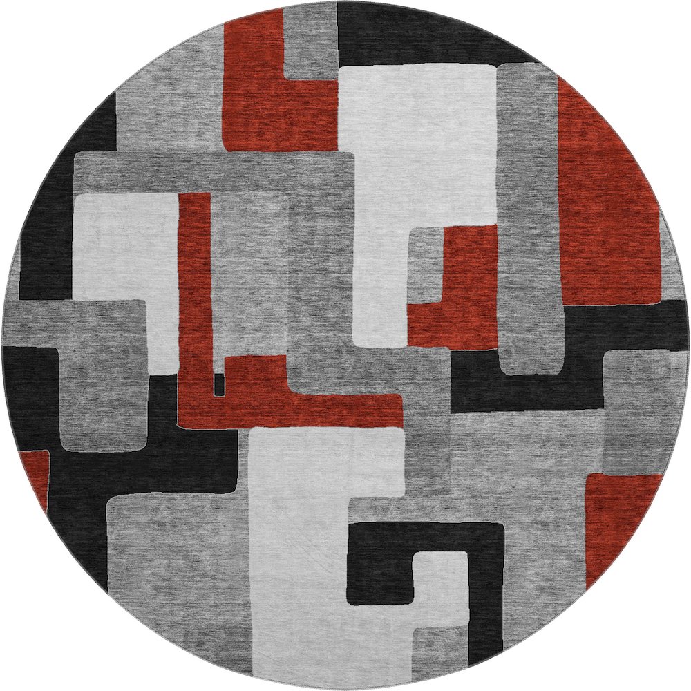 Premium Machine Washable Mayfield AMF955 Gray 8' x 8' Round Rug. Picture 1