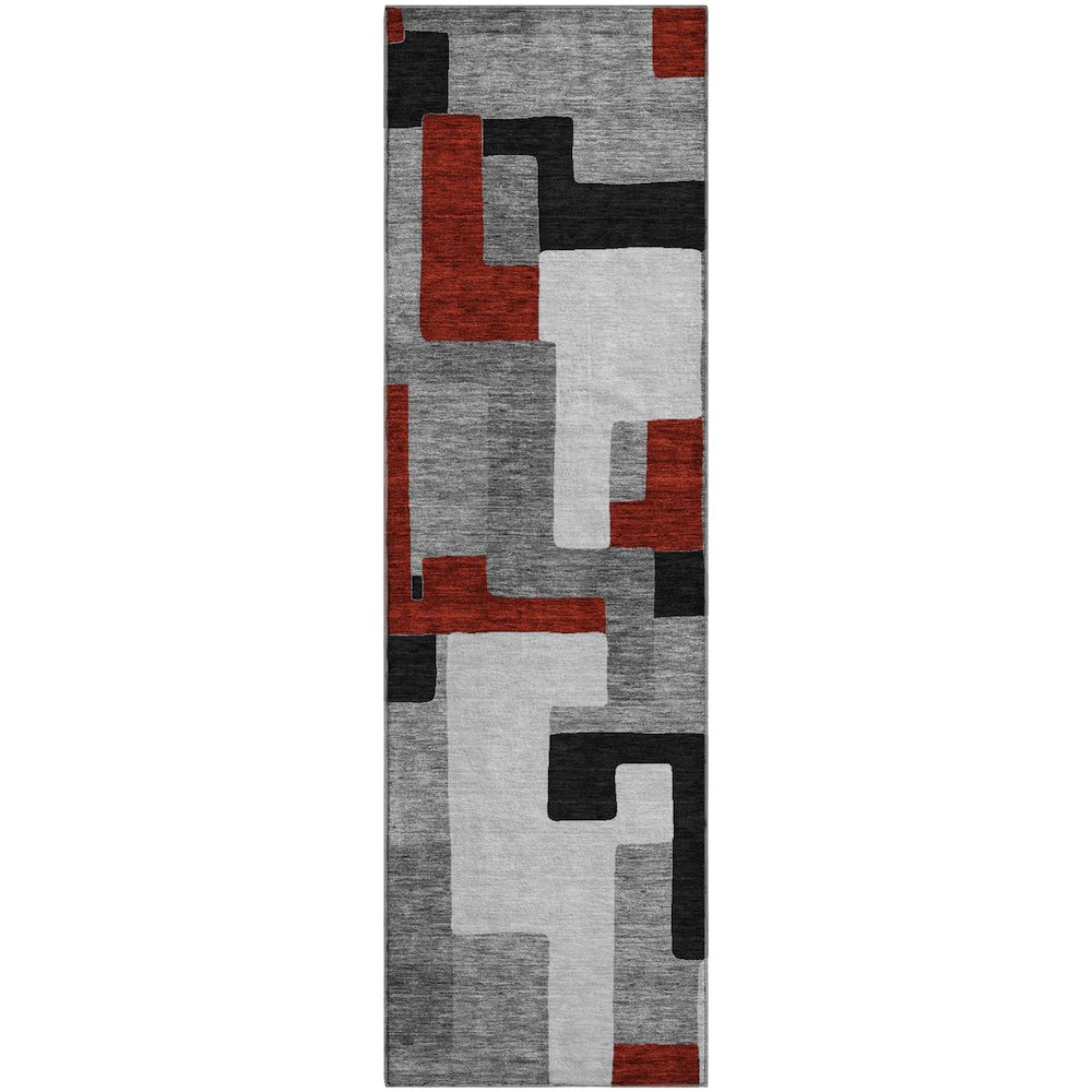 Premium Machine Washable Mayfield AMF955 Gray 2'3" x 7'6" Runner Rug. Picture 1