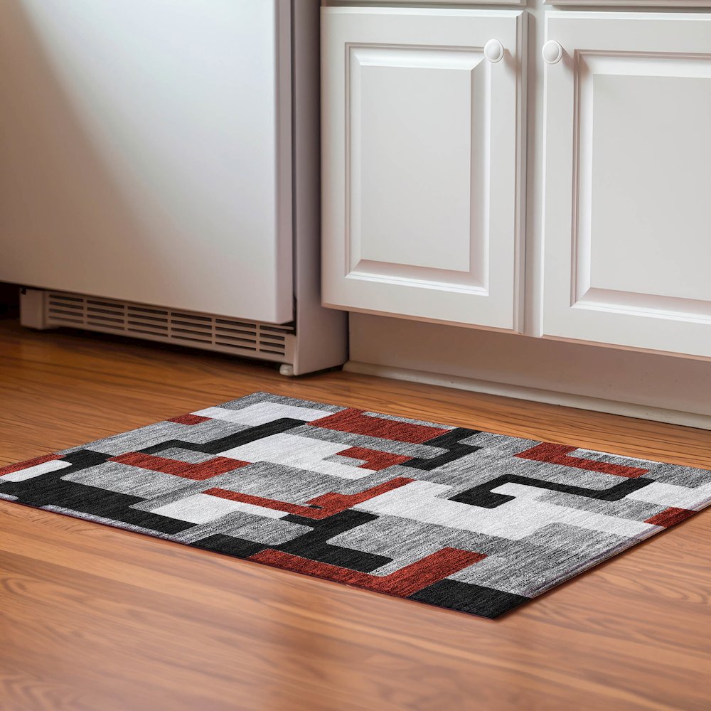 Premium Machine Washable Mayfield AMF955 Gray 1'8" x 2'6" Rug. Picture 5