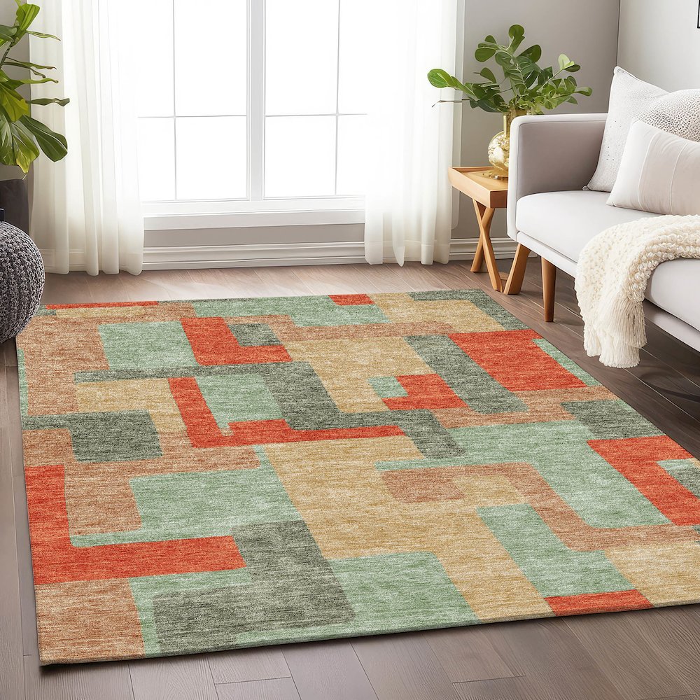 Premium Machine Washable Mayfield AMF955 Sage 2'6" x 3'10" Rug. Picture 5