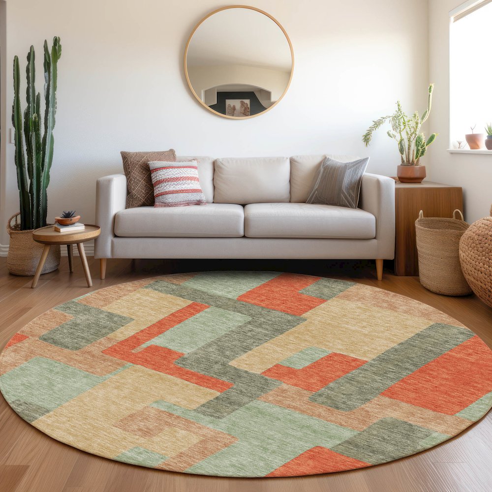 Premium Machine Washable Mayfield AMF955 Sage 8' x 8' Round Rug. Picture 5