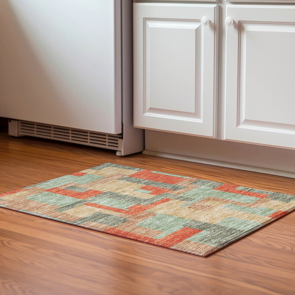 Premium Machine Washable Mayfield AMF955 Sage 1'8" x 2'6" Rug. Picture 5