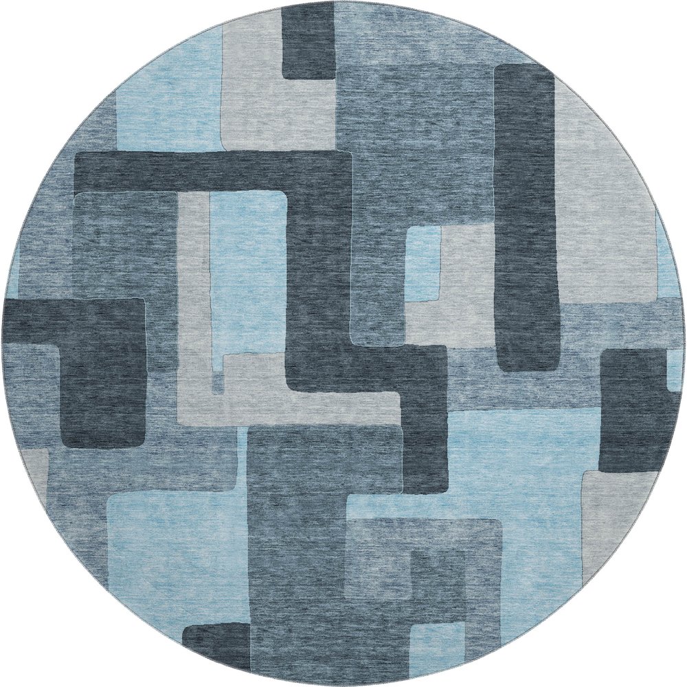 Premium Machine Washable Mayfield AMF955 Sky 8' x 8' Round Rug. Picture 1