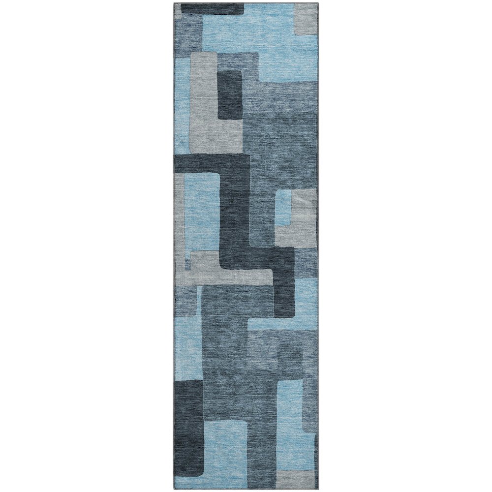 Premium Machine Washable Mayfield AMF955 Sky 2'3" x 7'6" Runner Rug. Picture 1