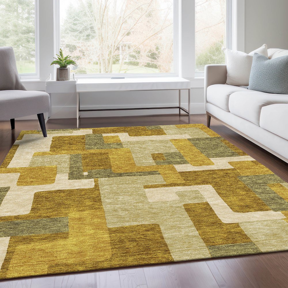 Premium Machine Washable Mayfield AMF955 Wheat 2'6" x 3'10" Rug. Picture 6
