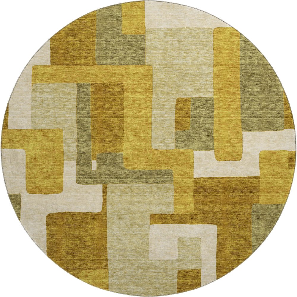 Premium Machine Washable Mayfield AMF955 Wheat 8' x 8' Round Rug. Picture 1