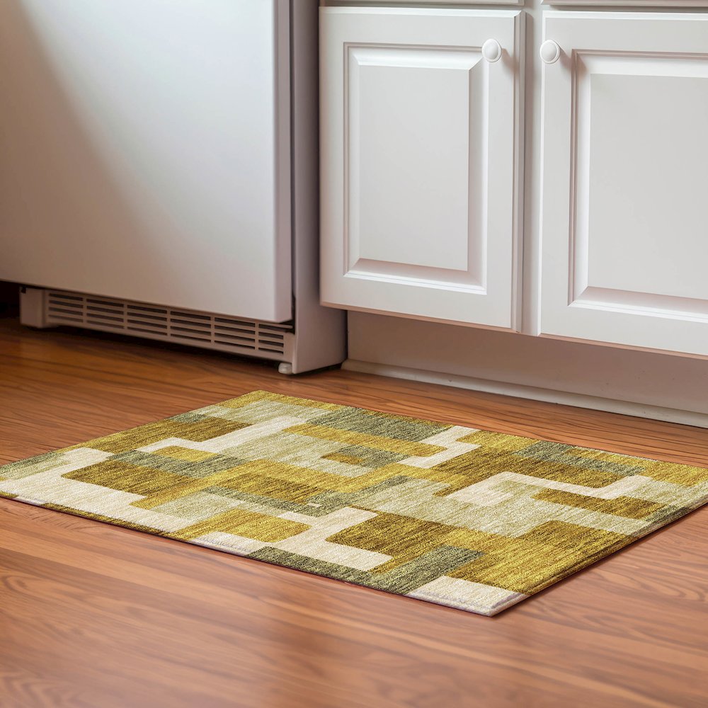 Premium Machine Washable Mayfield AMF955 Wheat 1'8" x 2'6" Rug. Picture 5