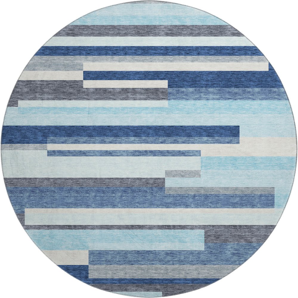 Premium Machine Washable Mayfield AMF956 Blue 8' x 8' Round Rug. Picture 1