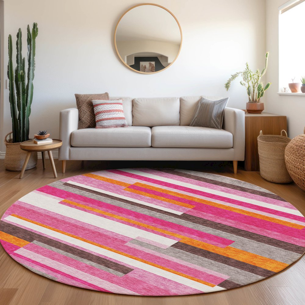Premium Machine Washable Mayfield AMF956 Blush 8' x 8' Round Rug. Picture 5
