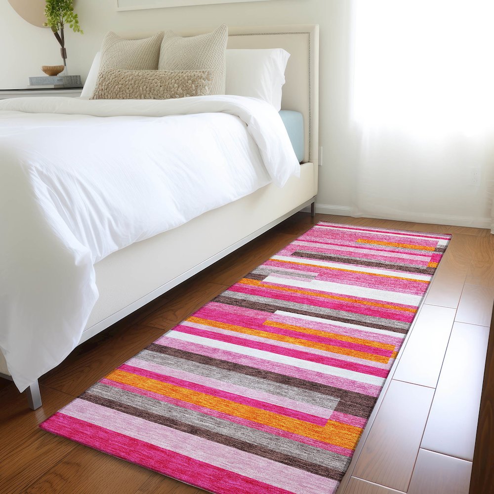 Premium Machine Washable Mayfield AMF956 Blush 2'3" x 7'6" Runner Rug. Picture 5