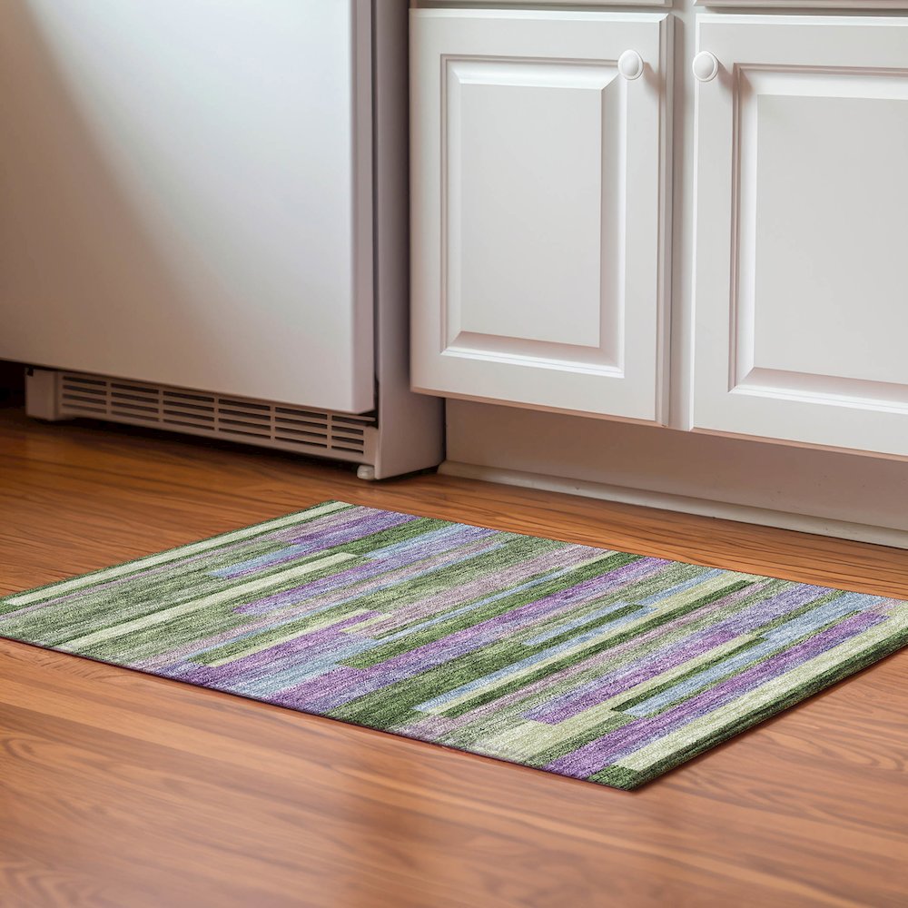 Premium Machine Washable Mayfield AMF956 Cactus 1'8" x 2'6" Rug. Picture 5