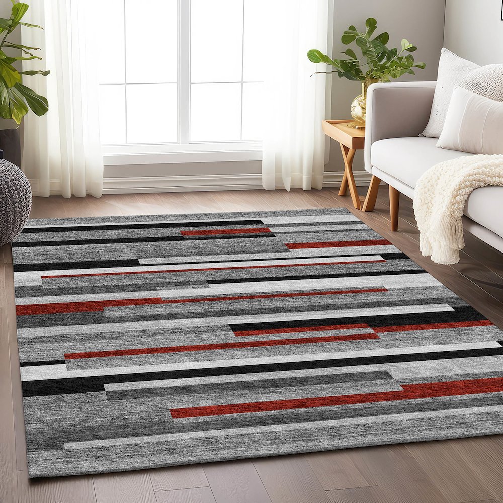Premium Machine Washable Mayfield AMF956 Gray 2'6" x 3'10" Rug. Picture 5