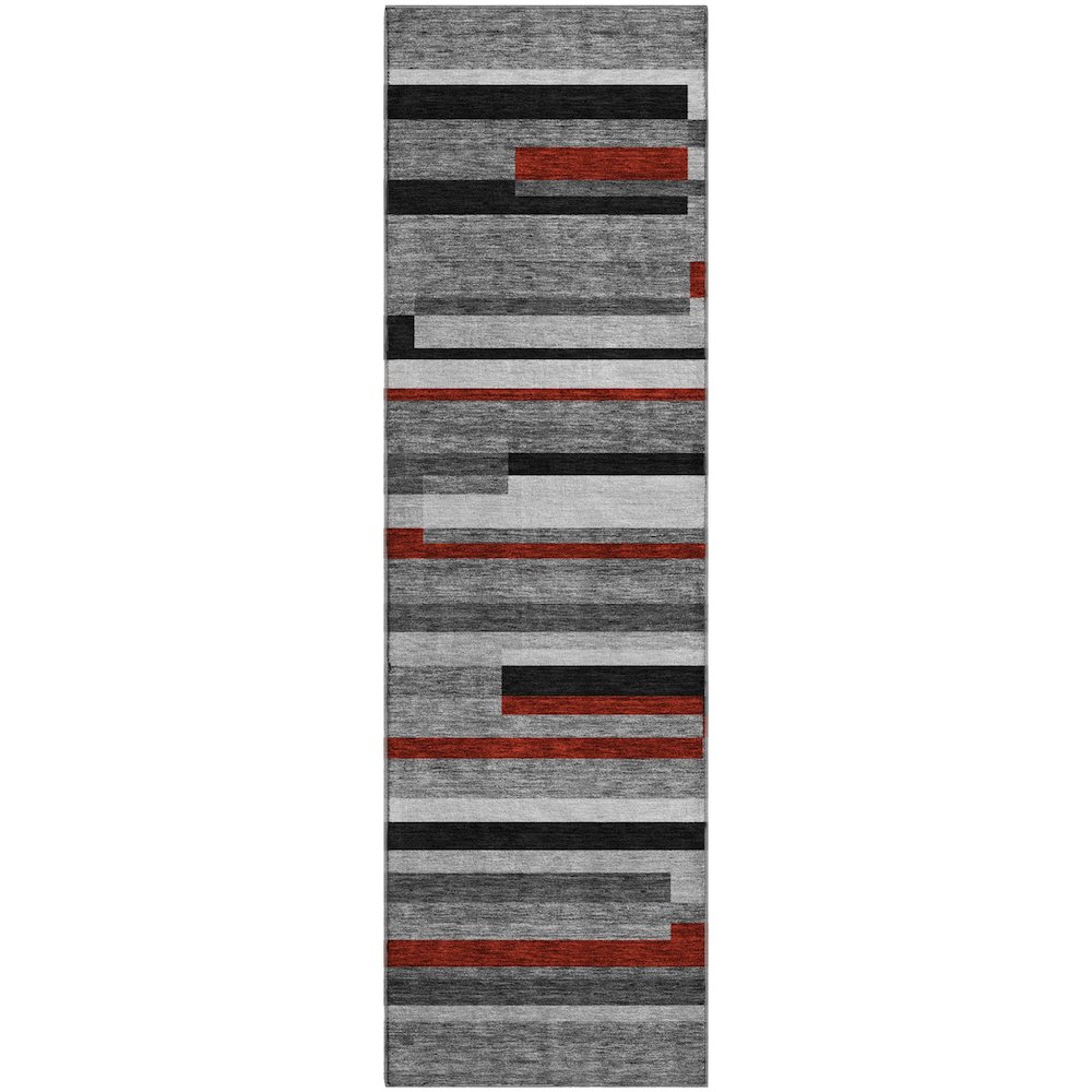 Premium Machine Washable Mayfield AMF956 Gray 2'3" x 7'6" Runner Rug. Picture 1
