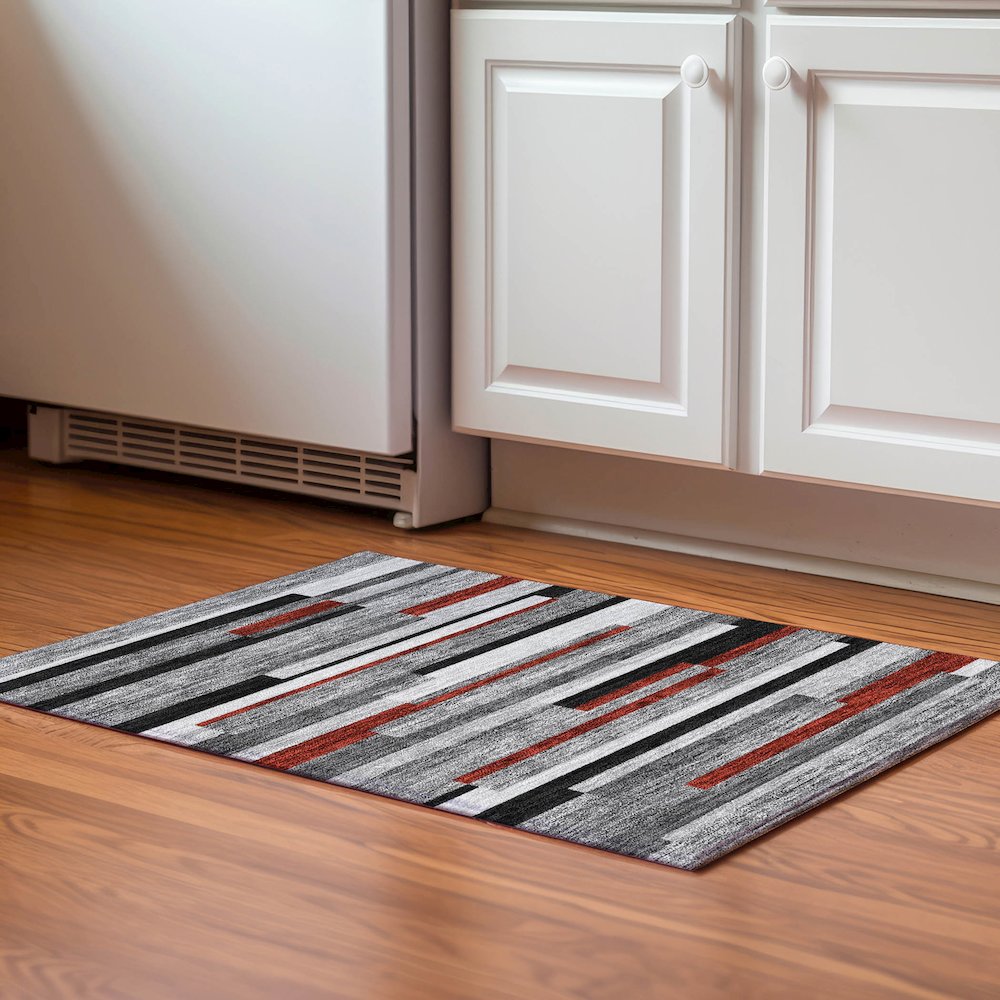 Premium Machine Washable Mayfield AMF956 Gray 1'8" x 2'6" Rug. Picture 5