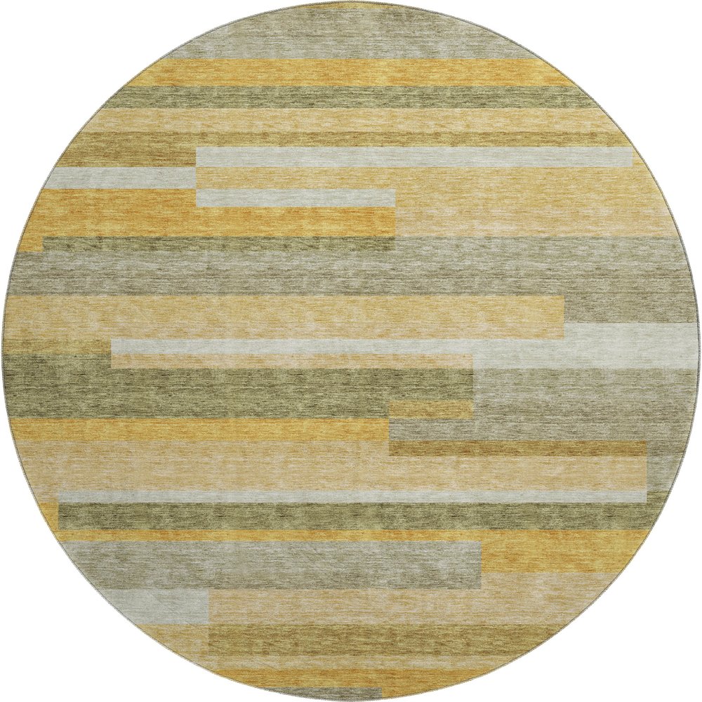 Premium Machine Washable Mayfield AMF956 Honey 8' x 8' Round Rug. Picture 1