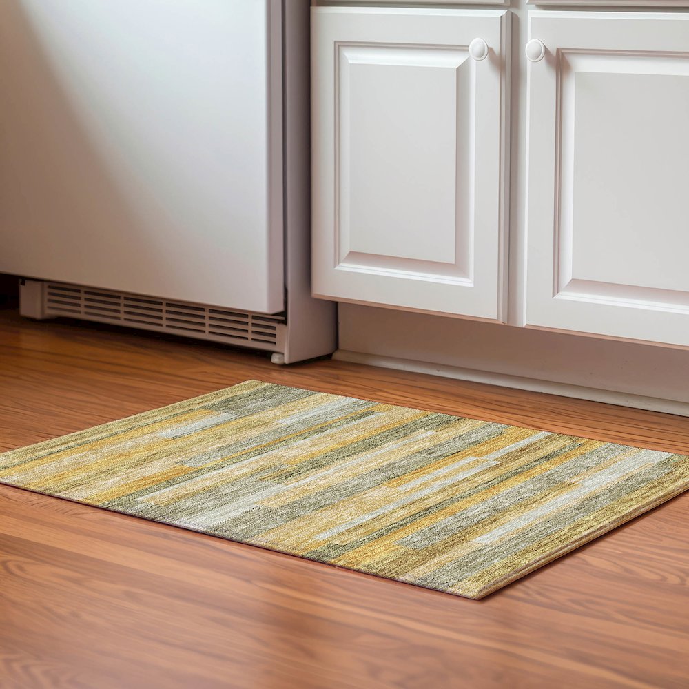 Premium Machine Washable Mayfield AMF956 Honey 1'8" x 2'6" Rug. Picture 5