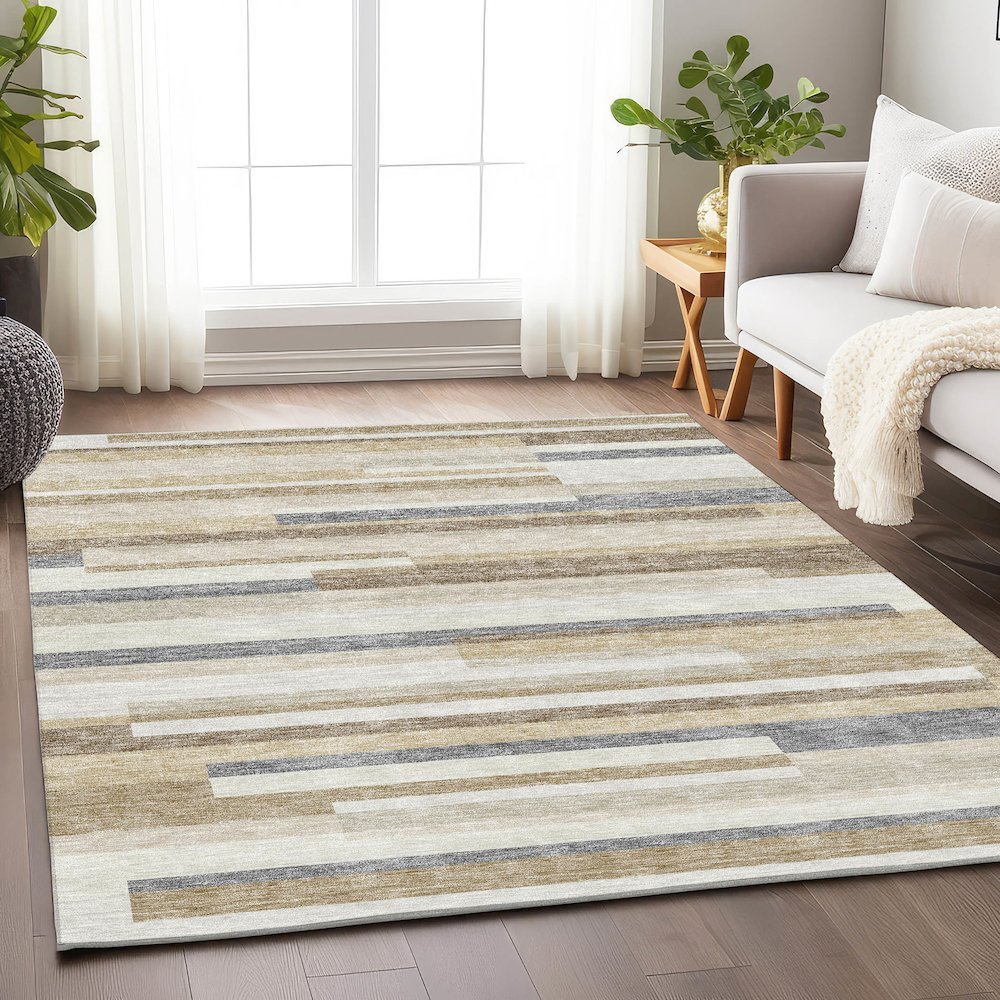 Premium Machine Washable Mayfield AMF956 Ivory 2'6" x 3'10" Rug. Picture 5