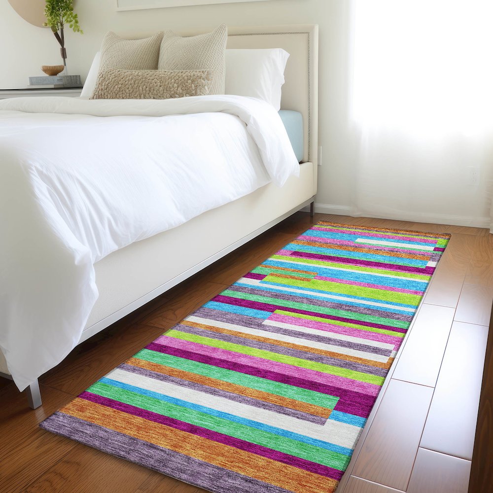 Premium Machine Washable Mayfield AMF956 Lavender 2'3" x 7'6" Runner Rug. Picture 5