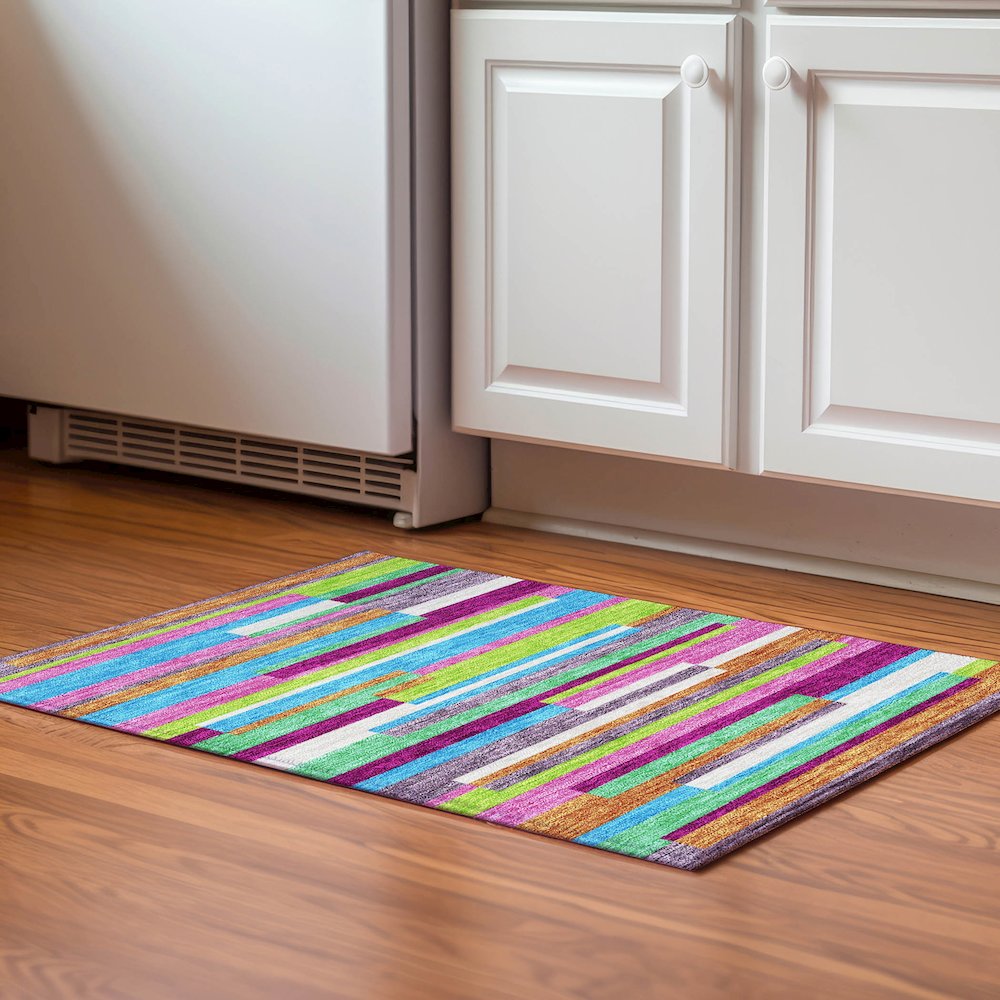 Premium Machine Washable Mayfield AMF956 Lavender 1'8" x 2'6" Rug. Picture 5