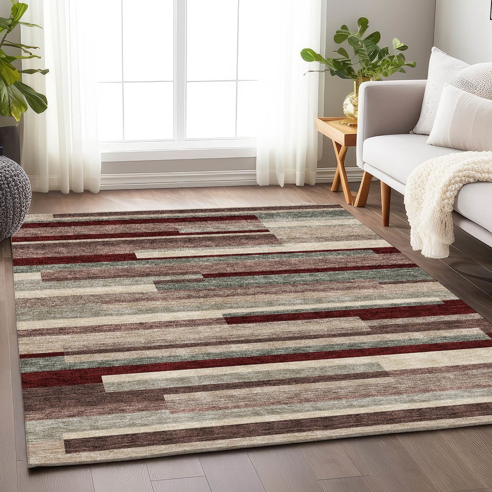 Premium Machine Washable Mayfield AMF956 Merlot 2'6" x 3'10" Rug. Picture 5